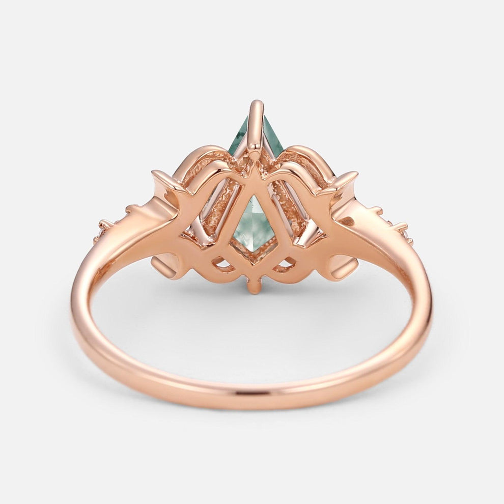 Sylvie’s Tendril | Kite Cut Moss Agate Engagement Ring.