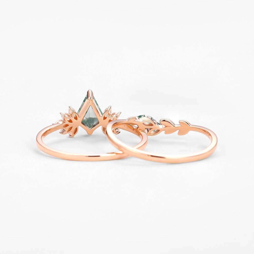 Titania’s Glade | Moss Agate Leafy Forest Elves Bridal Set 2pcs.