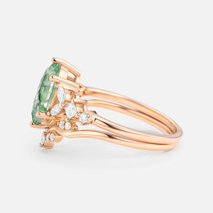Sylvie’s Vine | Marquise Cut Moss Agate Leafy Bridal Set 2pcs.