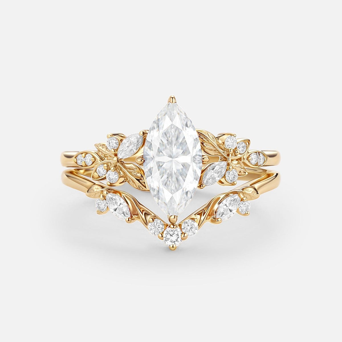 Peony's Bloom | Marquise Pink Sapphire Bridal Set 2pcs.