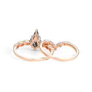 Thalia’s Glade | Vintage Kite Cut Moss Agate Couple Ring Set 3pcs.