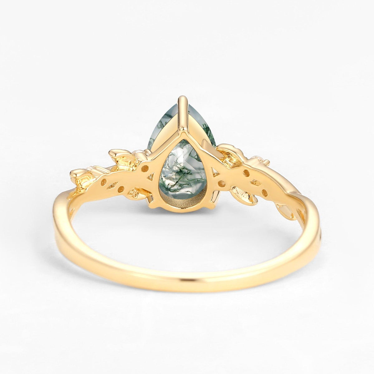 Cressida’s Eternal | Pear Cut Infinity Moss Agate Ring.