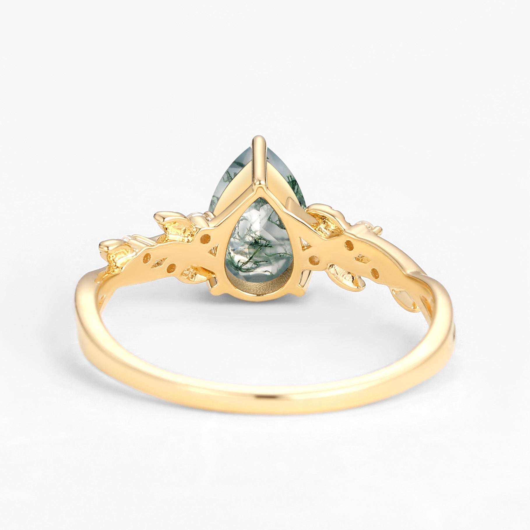 Nature Inspired Pear Cut Infinity Moss Agate Ring