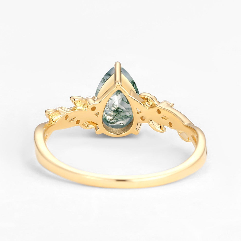 Cressida’s Eternal | Pear Cut Infinity Moss Agate Ring.