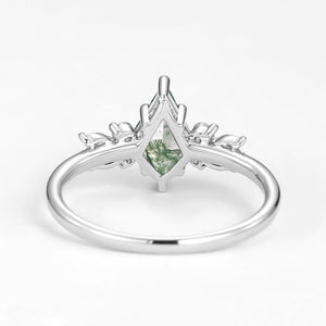 Lavinia’s Sprig | Classic Kite Cut Moss Agate Engagement Ring.
