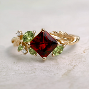 Aurelia’s Vine | Square Garnet Engagement Ring.