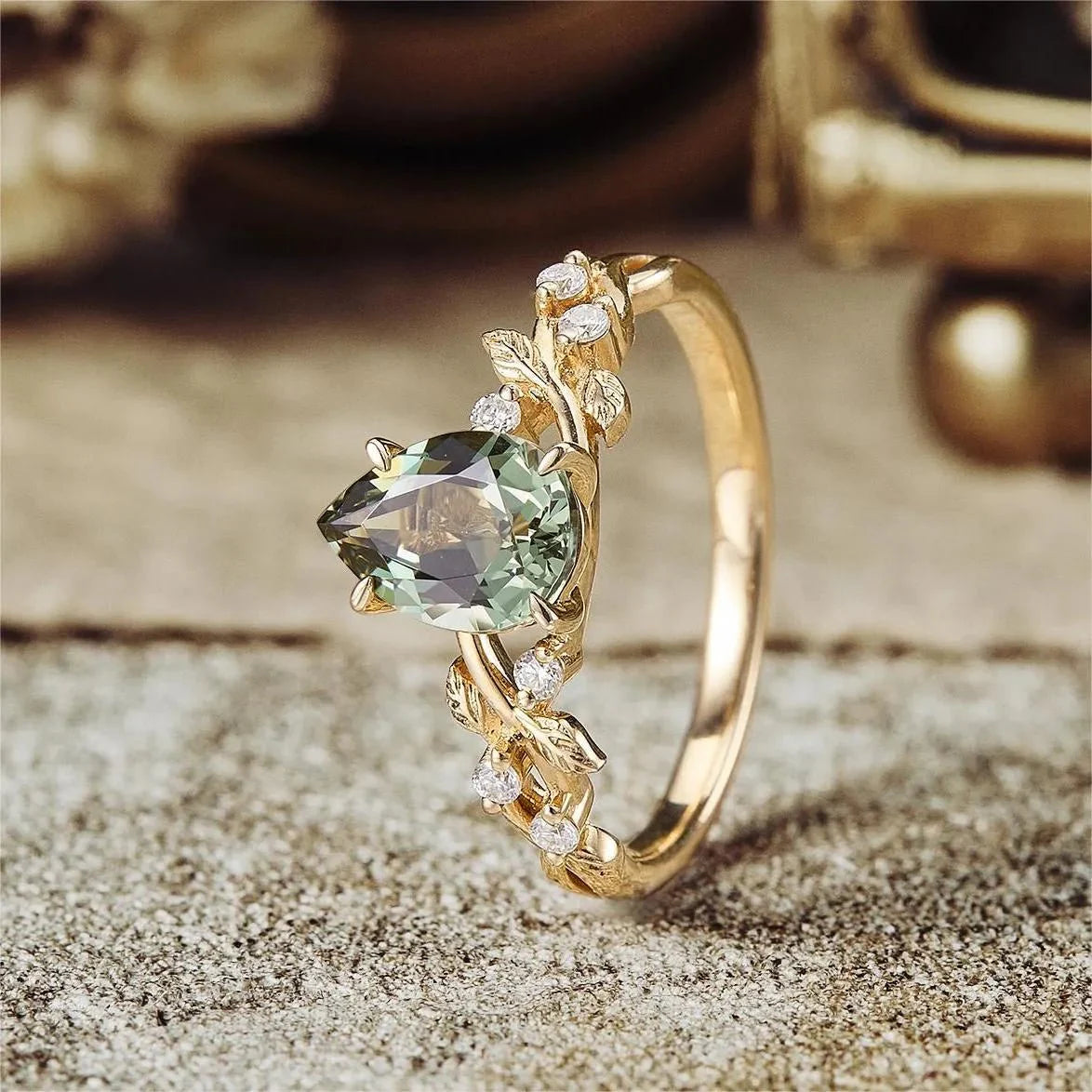 Sylvie’s Keepsake | Green Sapphire Vine Engagement Ring.
