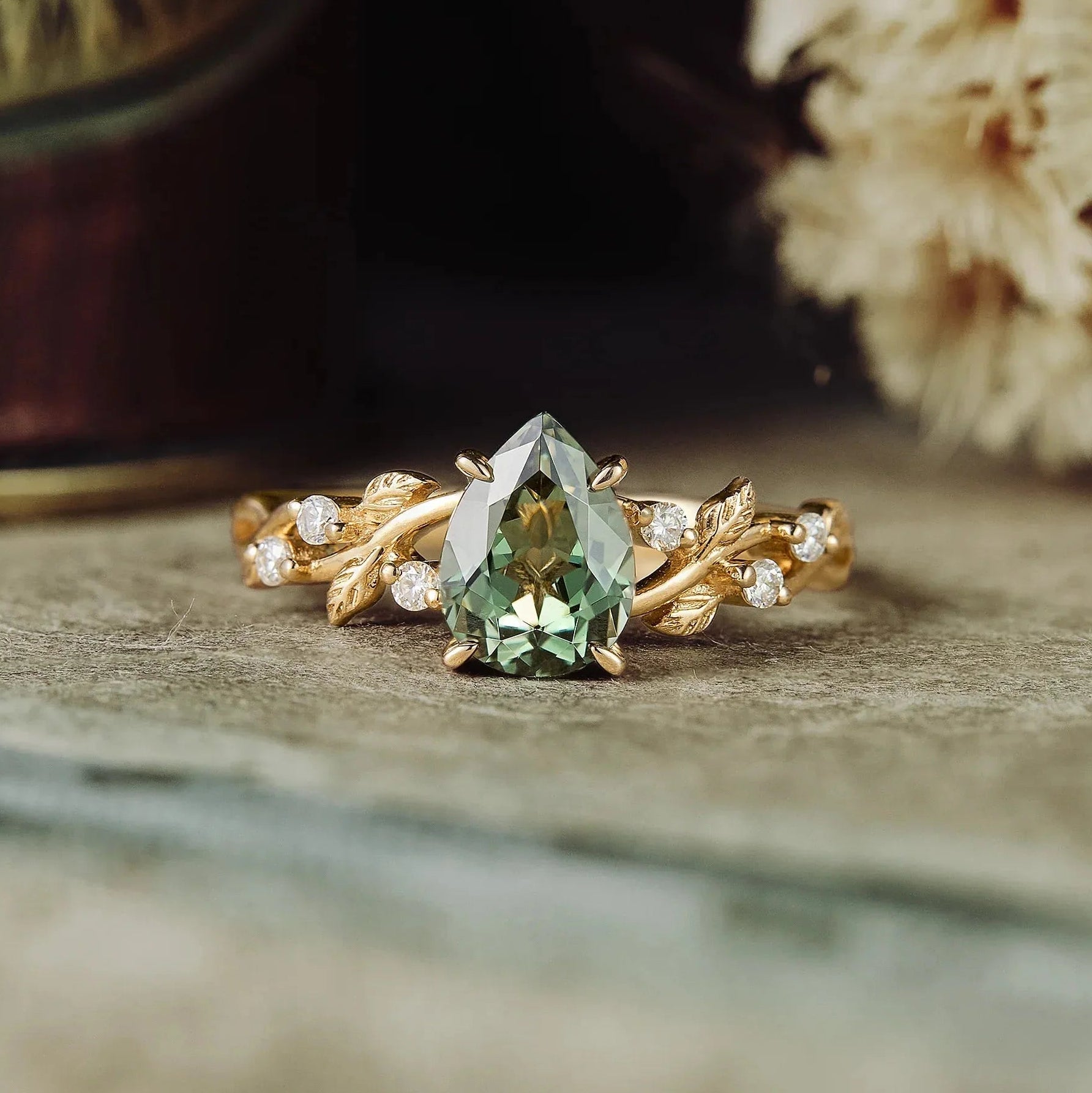 Sylvie’s Keepsake | Green Sapphire Vine Engagement Ring.