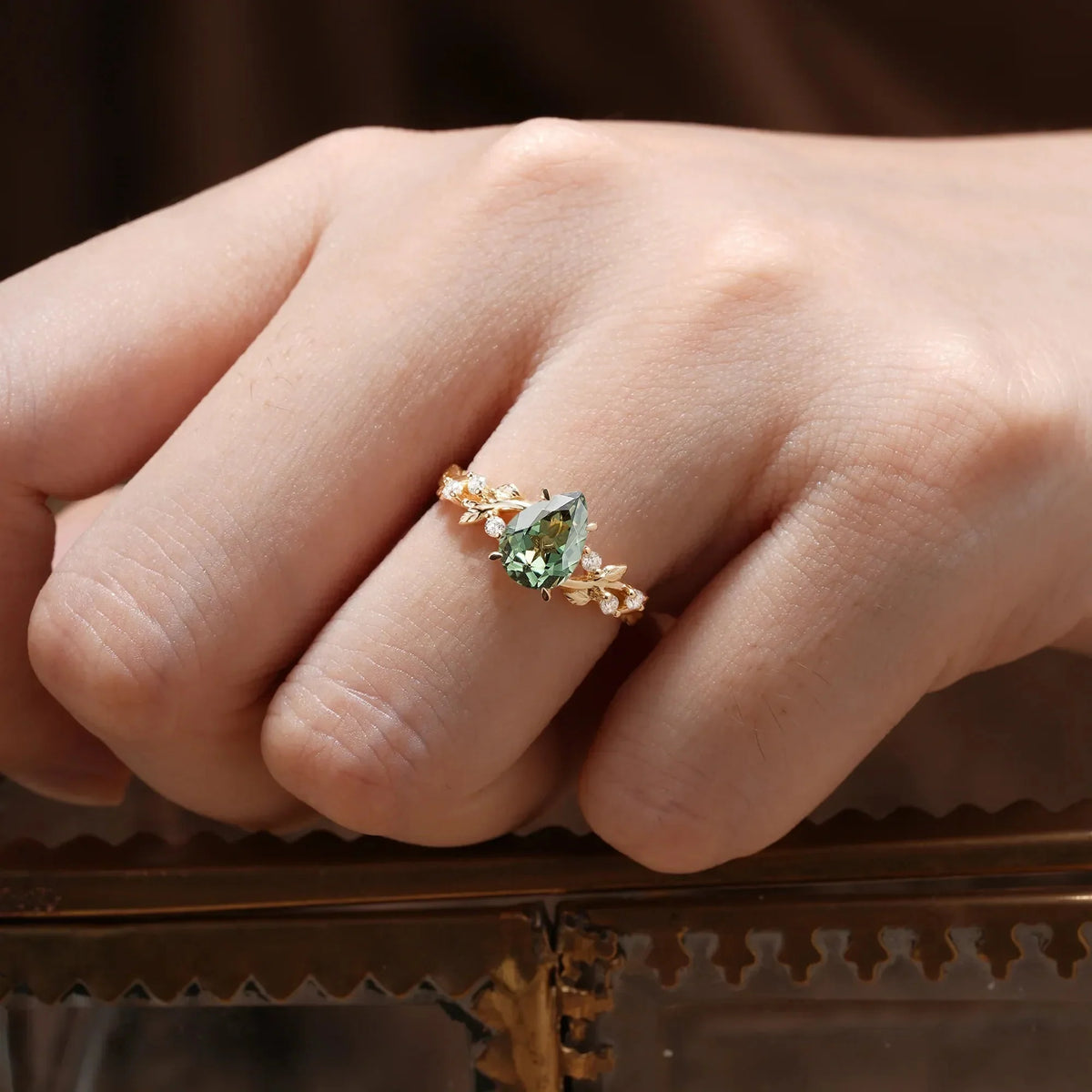 Sylvie’s Keepsake | Green Sapphire Vine Engagement Ring.