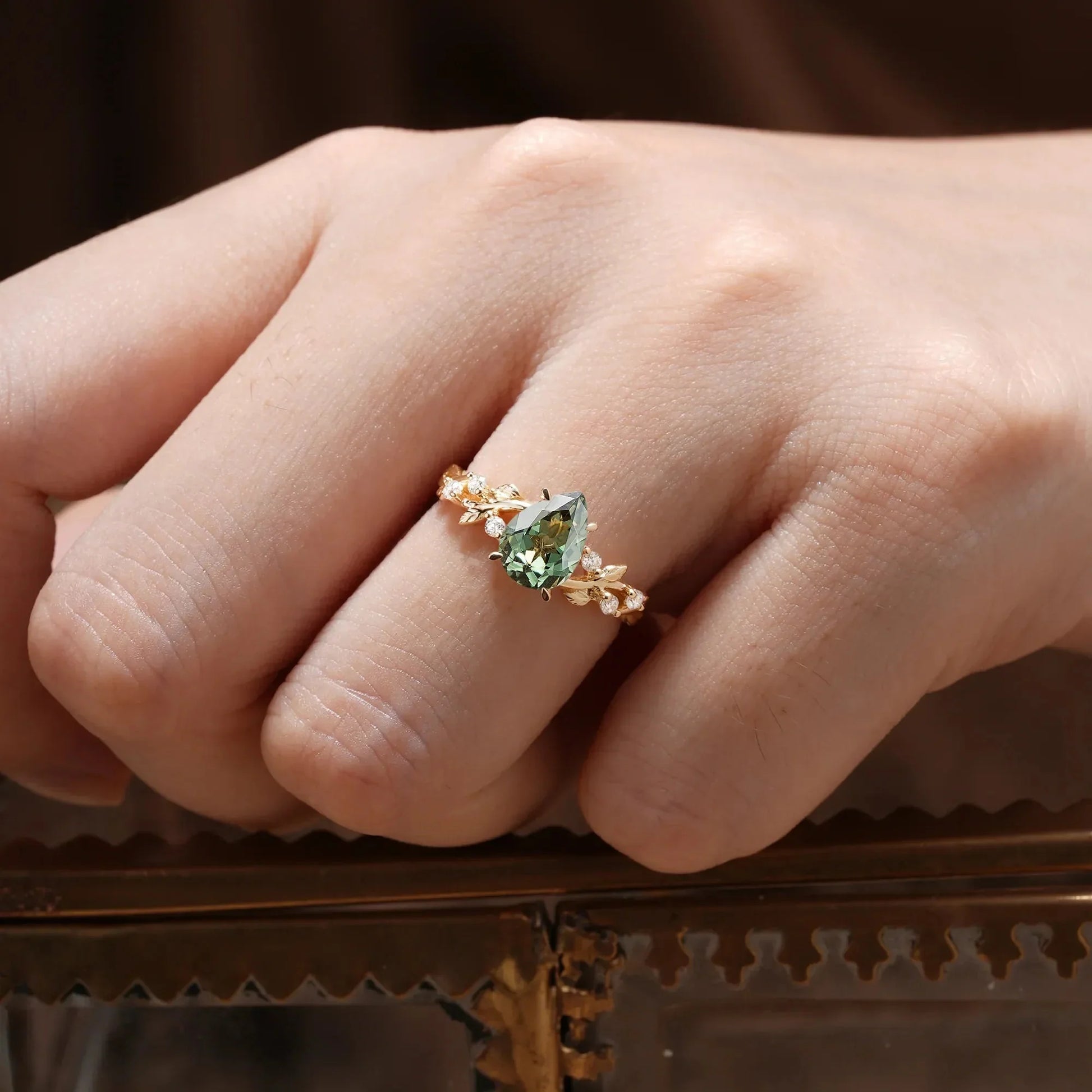 Sylvie’s Keepsake | Green Sapphire Vine Engagement Ring.