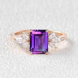 Sylvie’s Lattice | Emerald Cut Moss Agate Cluster Engagement Ring.