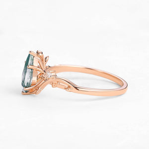Hazel’s Whisper | Kite Cut Moss Agate Engagement Ring.