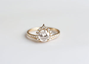 Morning Dew Moissanite Engagement Ring, Half Halo Wedding Band.