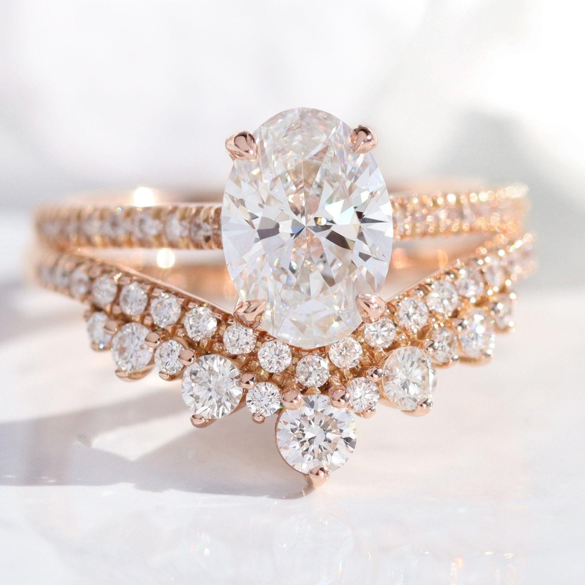 Grace’s Tiara | Vintage Oval Cut Lab Diamond Bridal Set 2pcs.