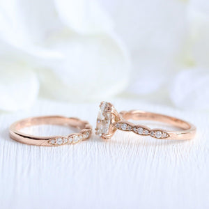 Grace’s Scallop | Vintage Oval Cut Lab Diamond Bridal Set 2pcs.