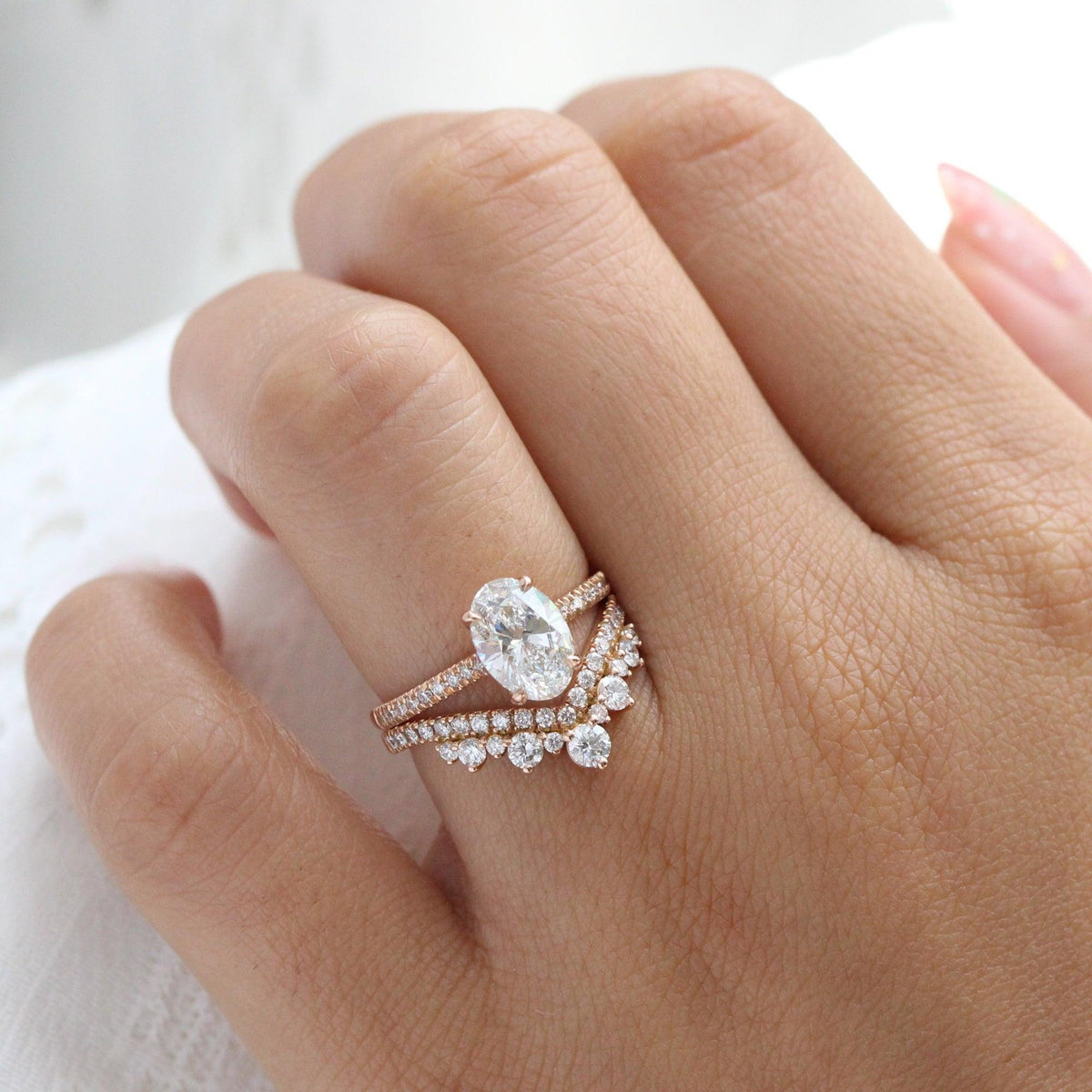 Grace’s Tiara | Vintage Oval Cut Lab Diamond Bridal Set 2pcs.