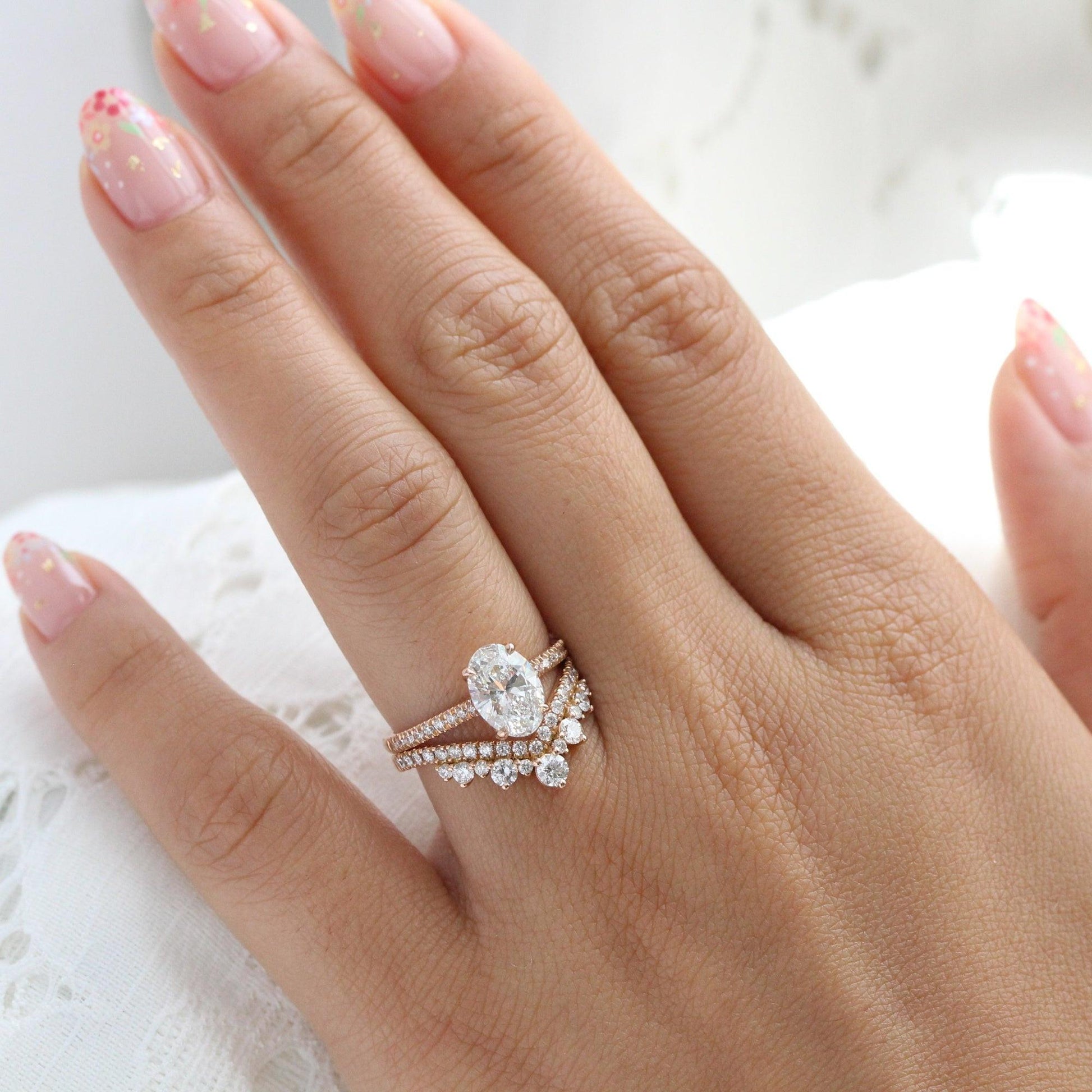 Grace’s Tiara | Vintage Oval Cut Lab Diamond Bridal Set 2pcs.