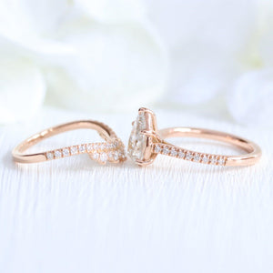 Grace’s Diadem | Vintage Pear Cut Lab Diamond Bridal Set 2pcs.