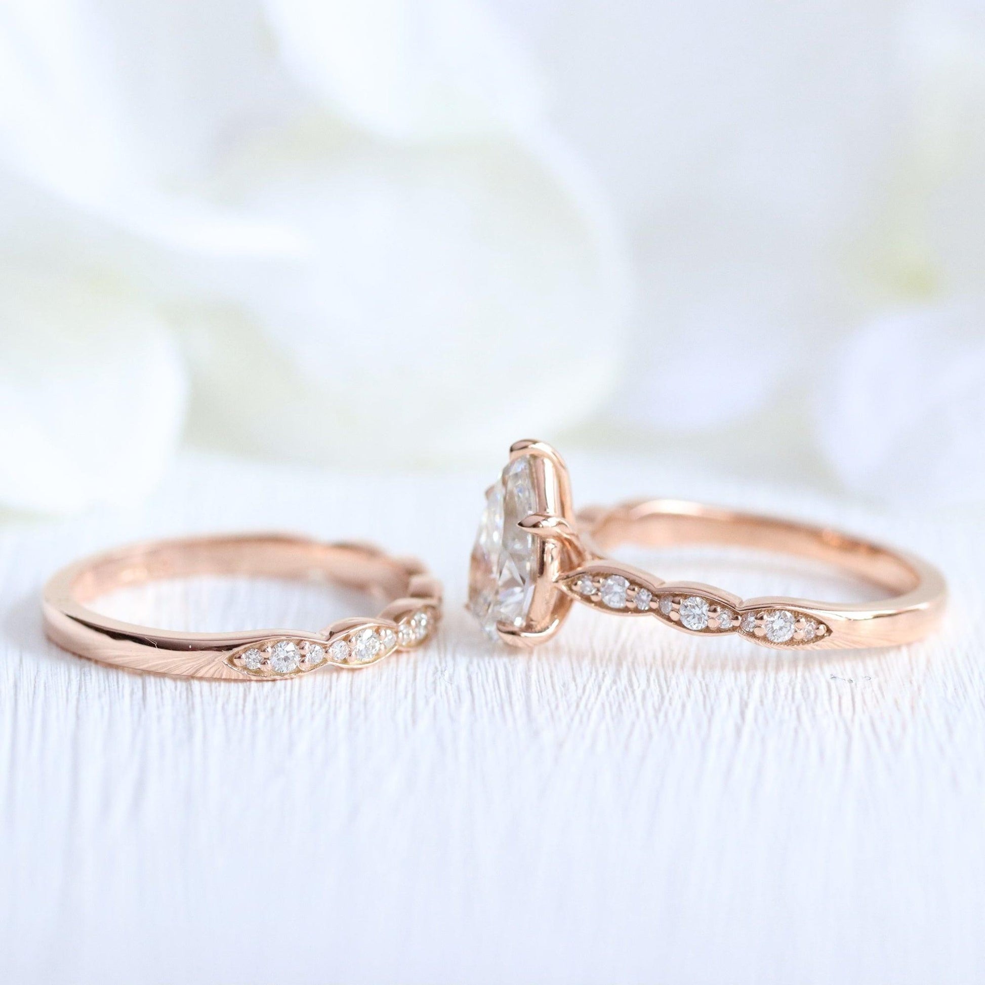 Lyra's Spark | 2CT Classic Pear Diamond Bridal Set 2pcs.