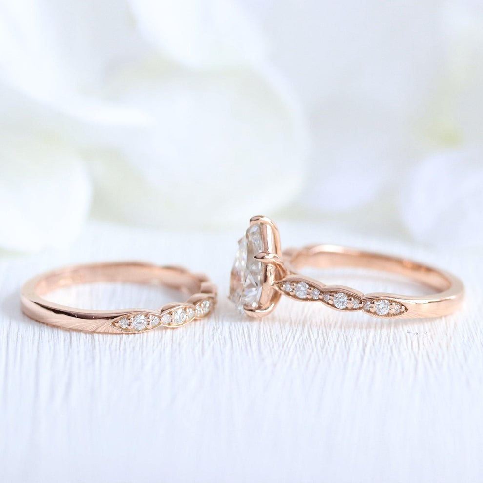Lyra's Spark | 2CT Classic Pear Diamond Bridal Set 2pcs.