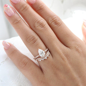 Grace’s Diadem | Vintage Pear Cut Lab Diamond Bridal Set 2pcs.