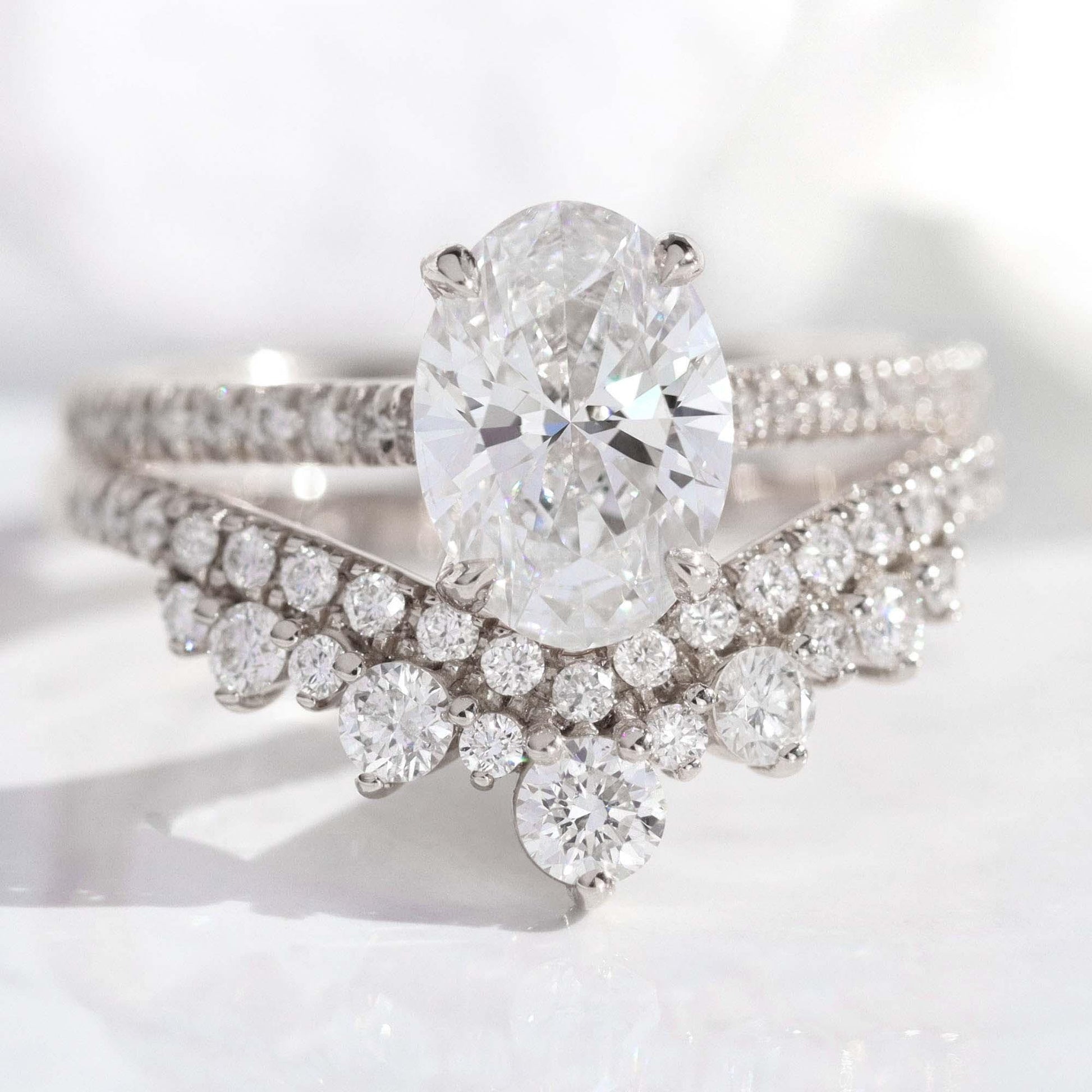 Grace’s Tiara | Vintage Oval Cut Lab Diamond Bridal Set 2pcs.