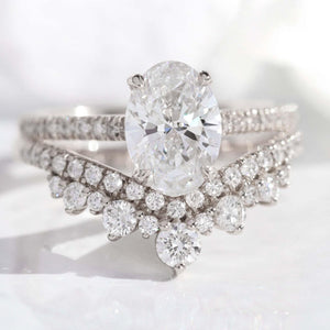 Grace’s Tiara | Vintage Oval Cut Lab Diamond Bridal Set 2pcs.