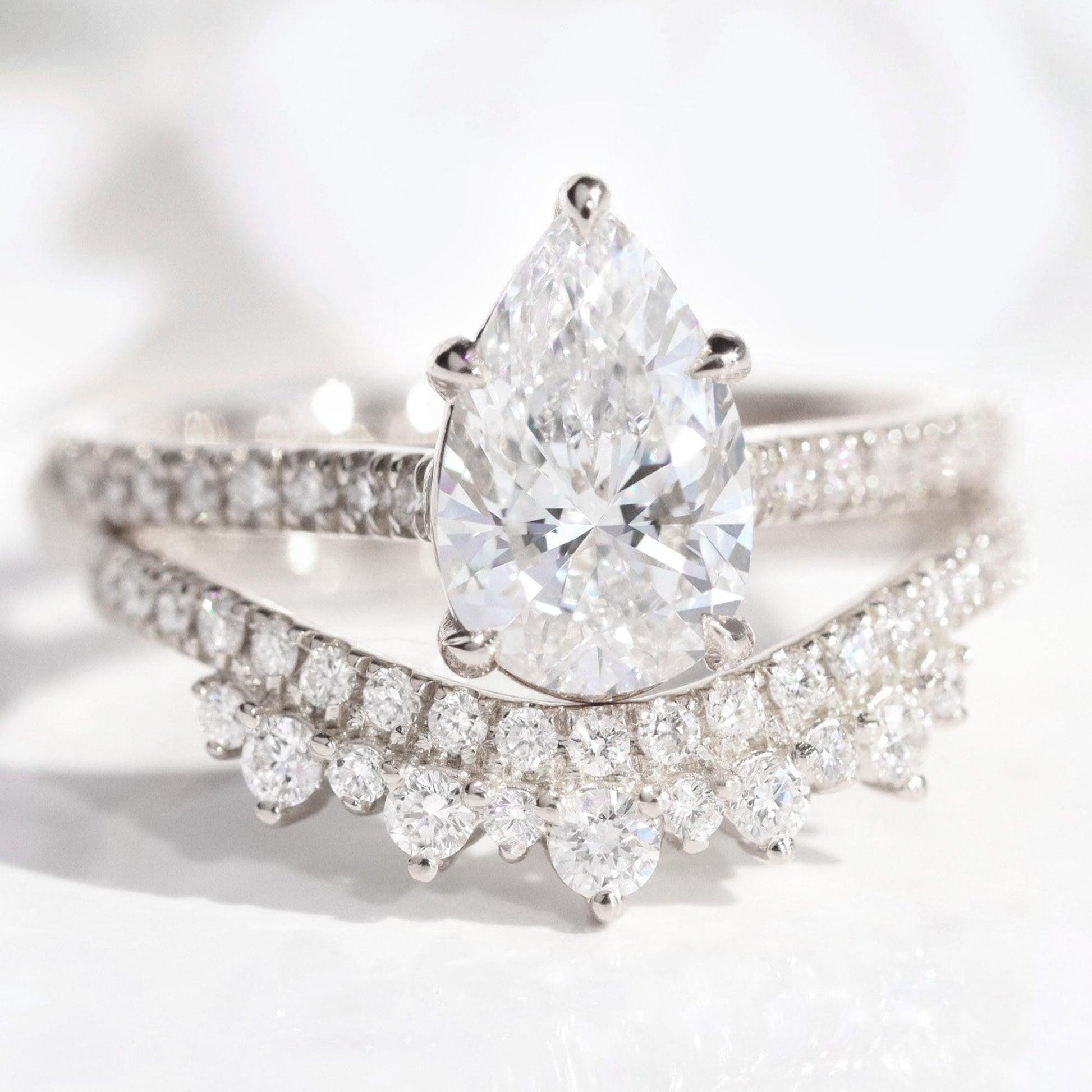 Grace’s Diadem | Vintage Pear Cut Lab Diamond Bridal Set 2pcs.