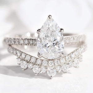 Grace’s Diadem | Vintage Pear Cut Lab Diamond Bridal Set 2pcs.