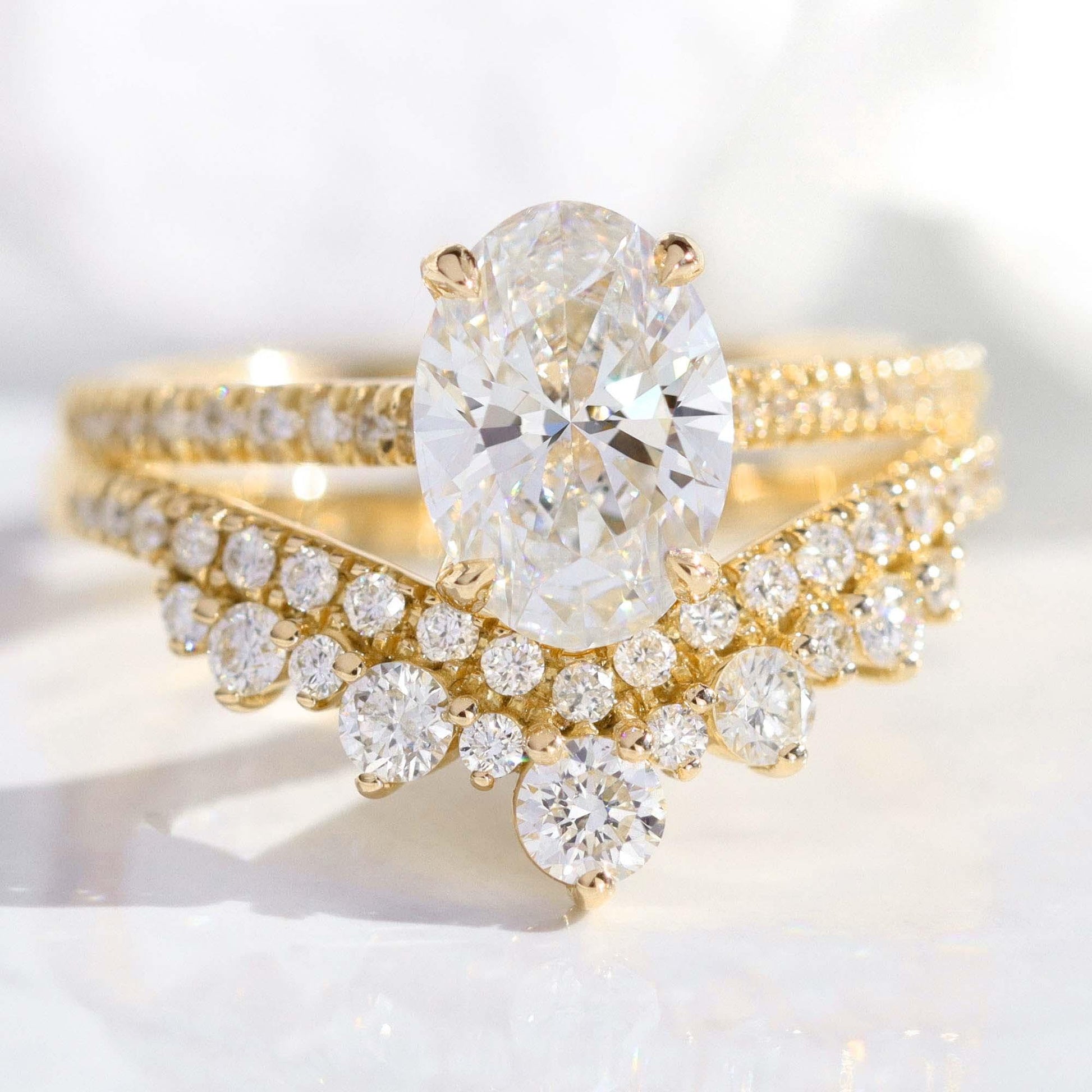 Grace’s Tiara | Vintage Oval Cut Lab Diamond Bridal Set 2pcs.