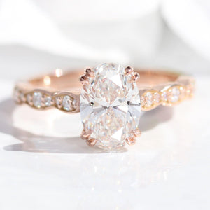 Grace’s Scallop | Vintage Oval Cut Lab Diamond Bridal Set 2pcs.
