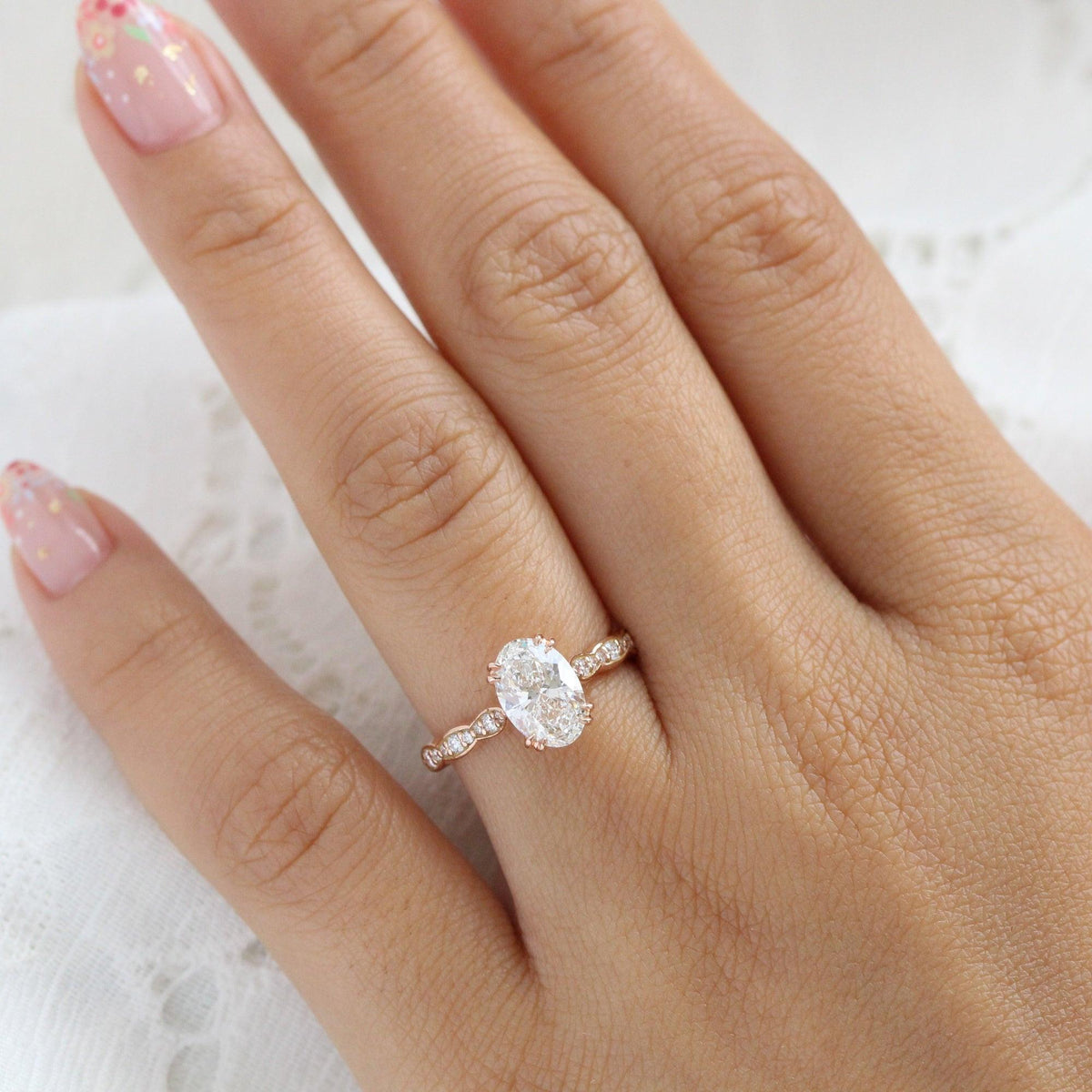 Grace’s Scallop | 1.5CT Oval Lab Diamond Solitaire Engagement Ring.