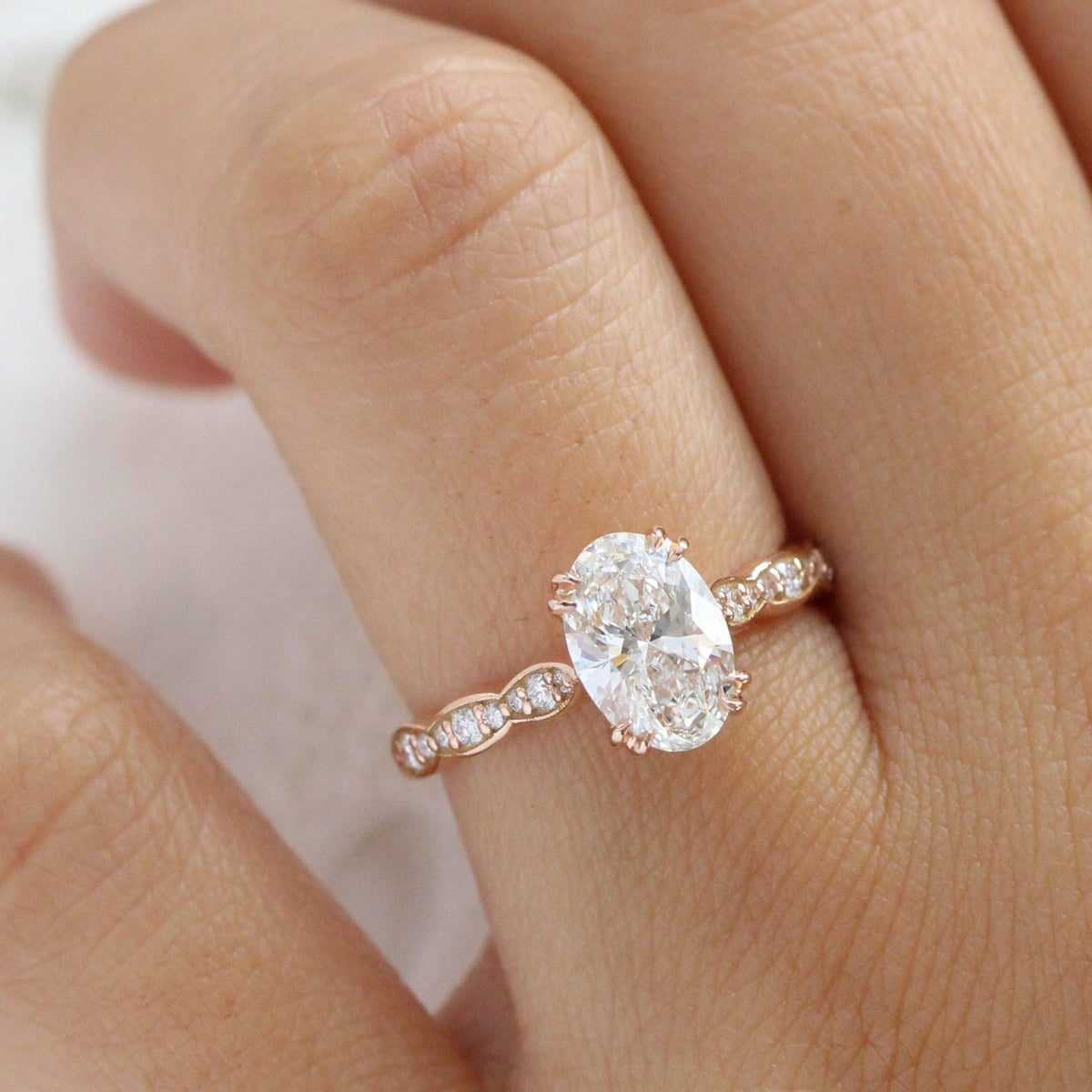 Grace’s Scallop | 1.5CT Oval Lab Diamond Solitaire Engagement Ring.