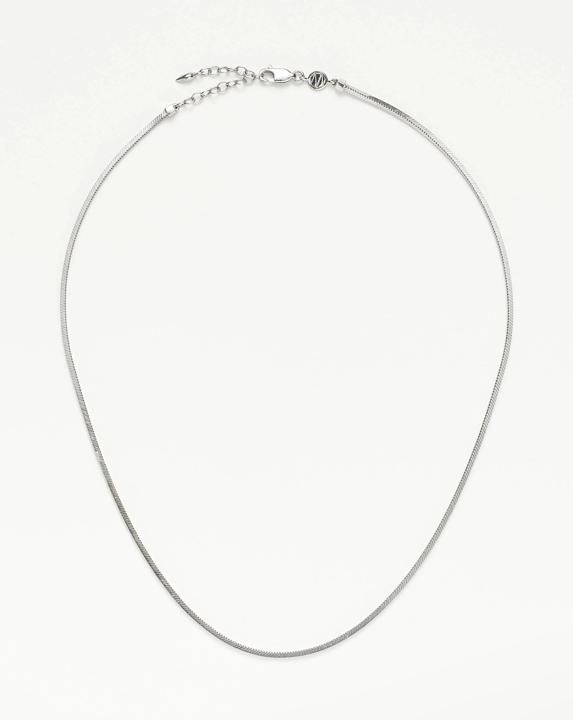 Stylist Short Square Snake Chain Necklace In Sterling Silver.