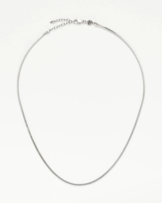 Stylist Short Square Snake Chain Necklace In Sterling Silver