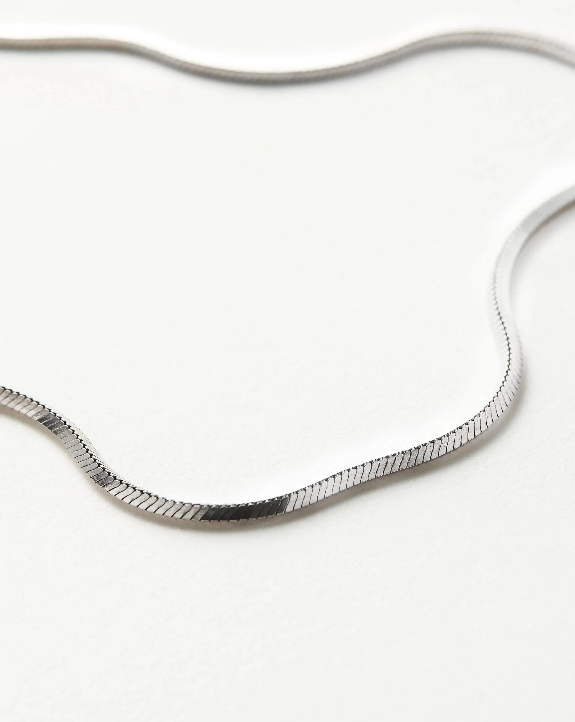 Stylist Short Square Snake Chain Necklace In Sterling Silver.