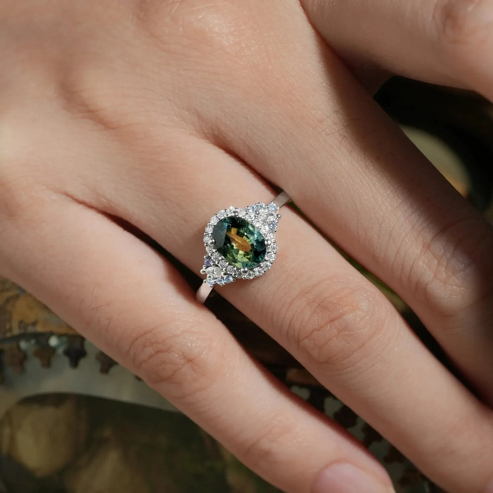 Thalassa Luxe Mystique Teal Sapphire Rings.