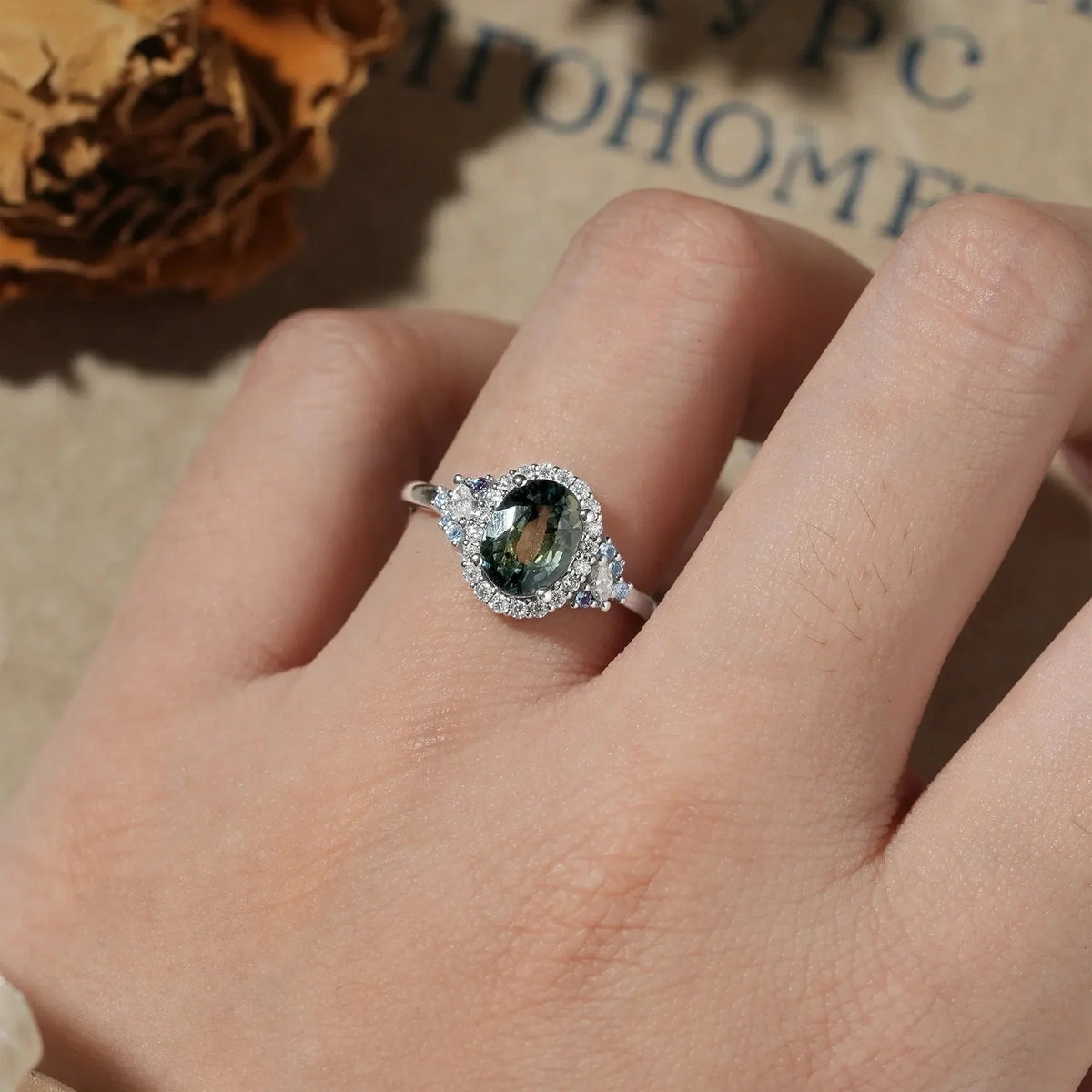 Thalassa Luxe Mystique Teal Sapphire Rings.