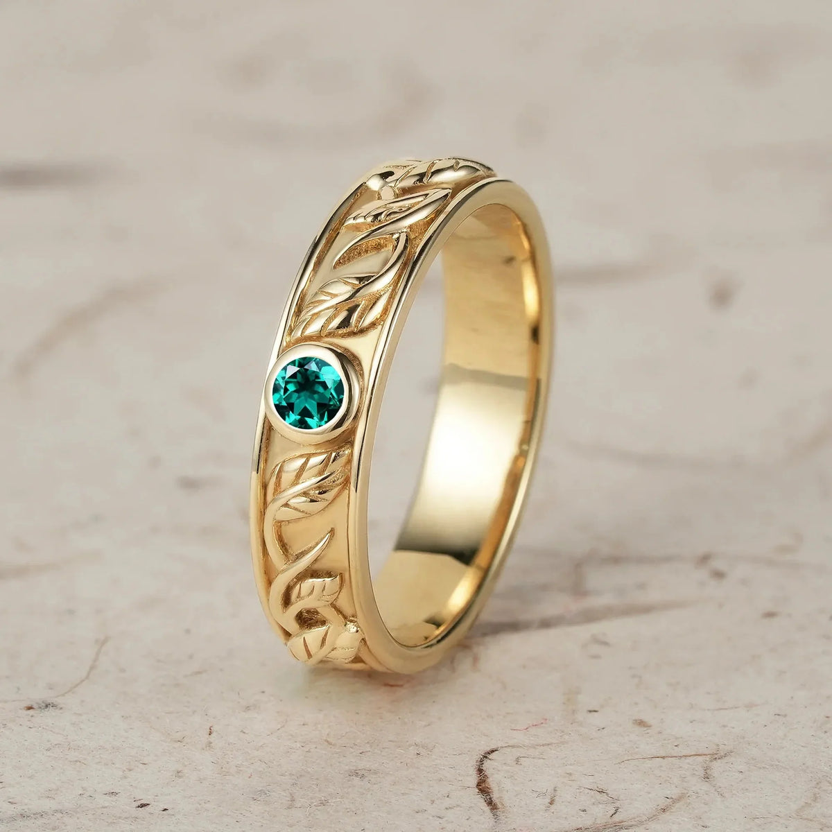 Asher Ivy | Emerald Men's Wedding Band.