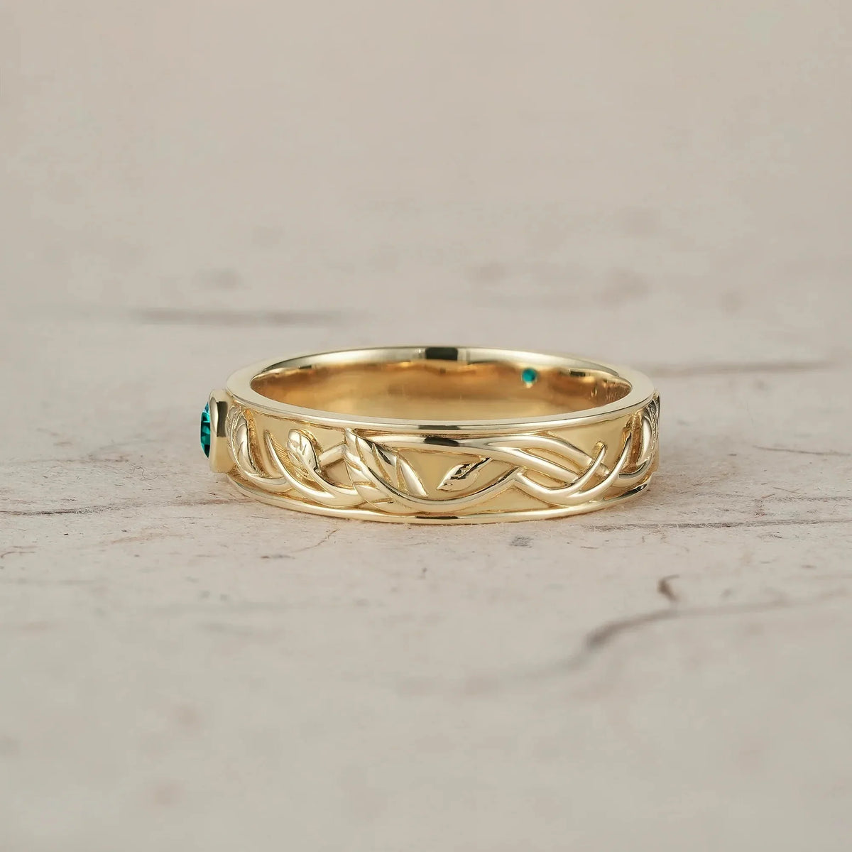 Asher Ivy | Emerald Men's Wedding Band.