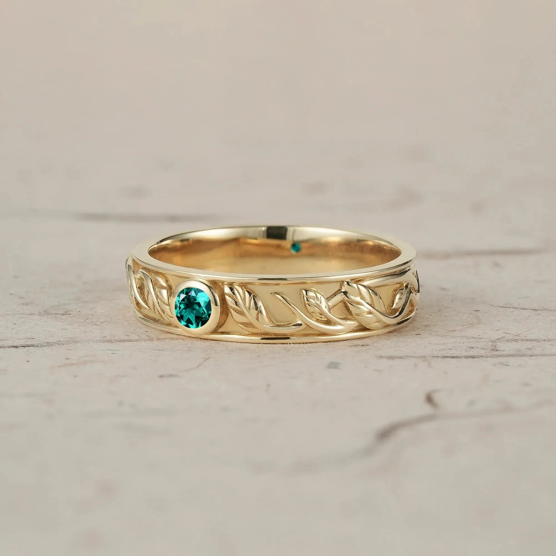 Asher Ivy | Emerald Men's Wedding Band.