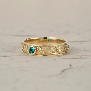 Asher Ivy | Emerald Men's Wedding Band.
