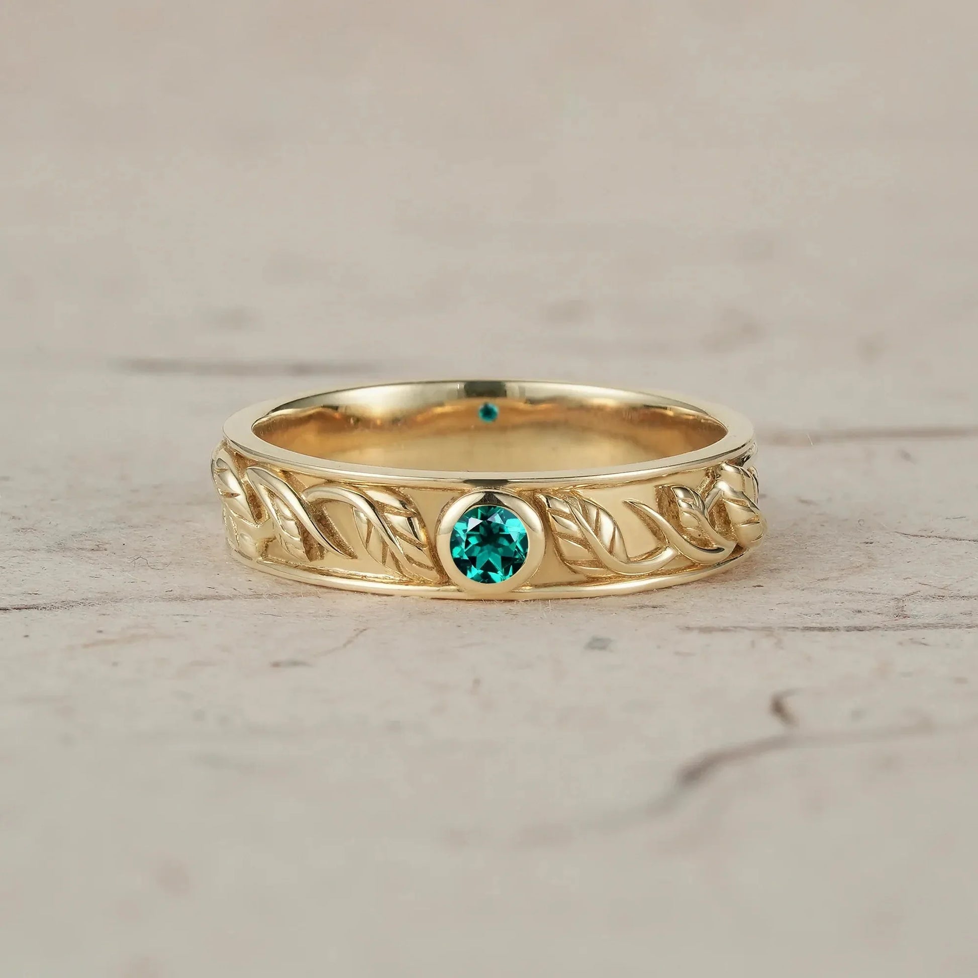 Asher Ivy | Emerald Men's Wedding Band.
