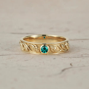 Asher Ivy | Emerald Men's Wedding Band.