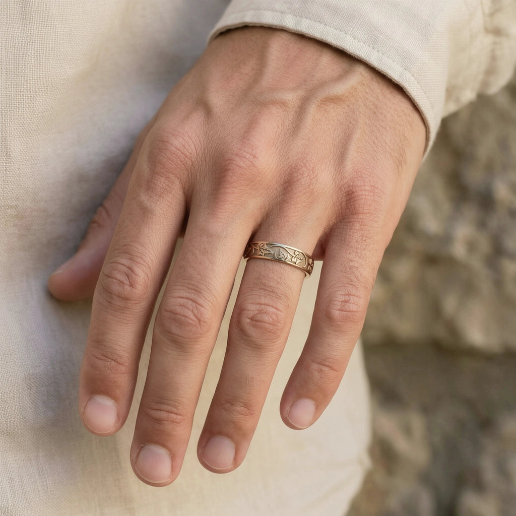 Sylvie’s Wedding Pair | His Ivy Band & Her Diamond Ring.
