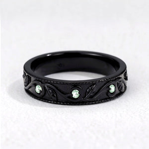 Juniper’s Copse | Pear Cut Moss Agate Cluster Couple Ring Set.