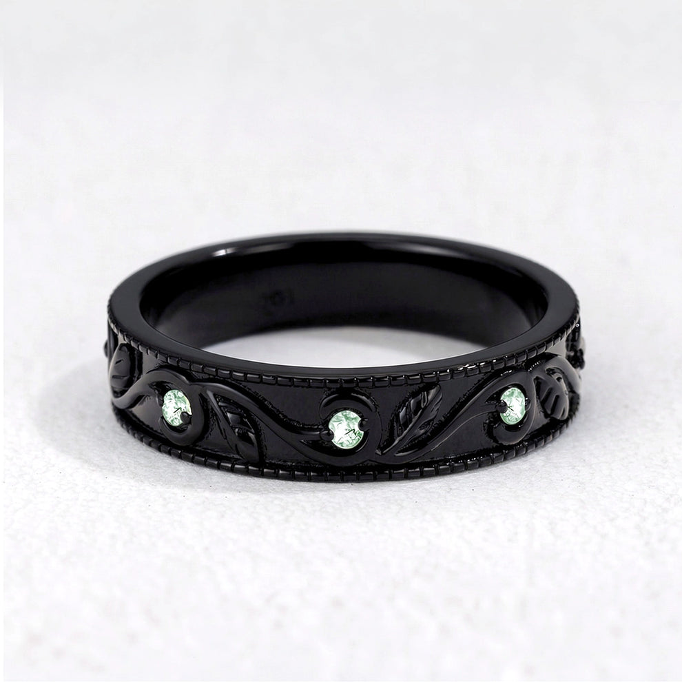 Juniper’s Copse | Pear Cut Moss Agate Cluster Couple Ring Set.