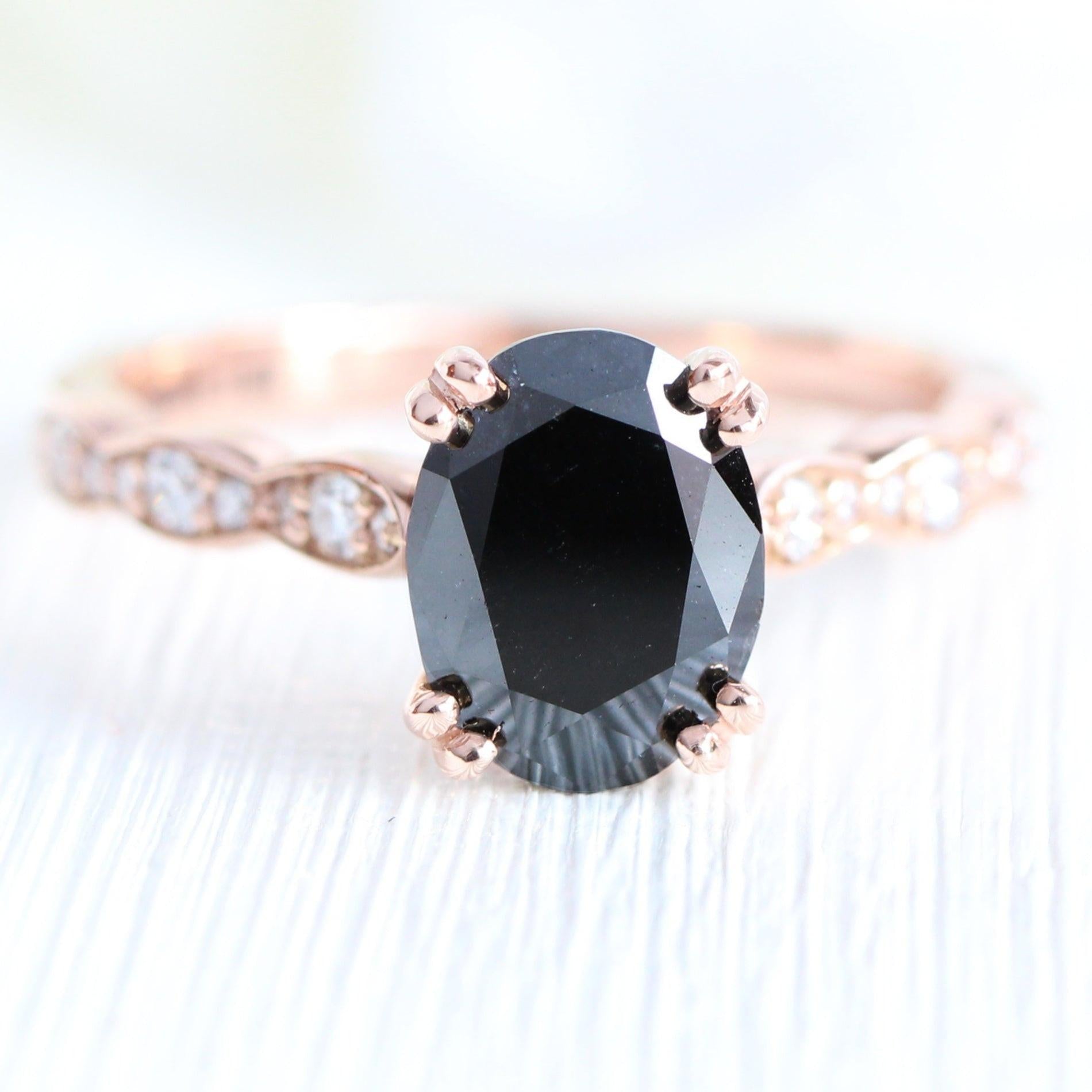Grace’s Arc | Oval Black Diamond & Curved Band Bridal Set 2pcs.