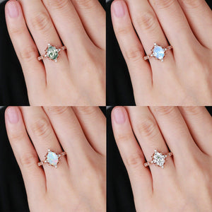 Charlotte’s Mistveil | 1.5ct Lab Opal Vintage Engagement Ring.