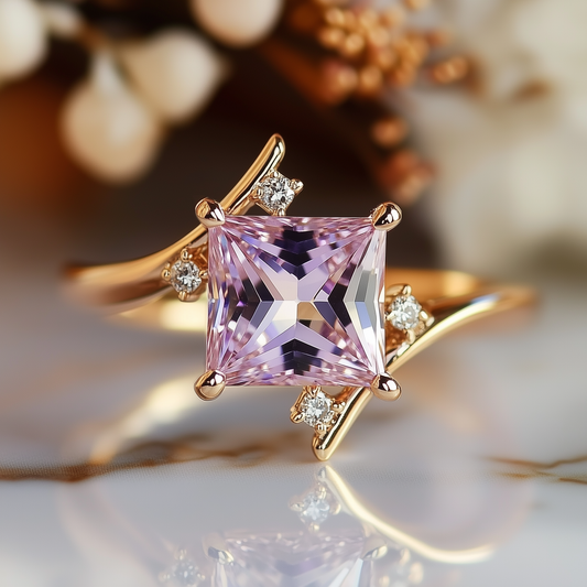 Julissa 1CT Princess-Cut Pink Moissanite Ring